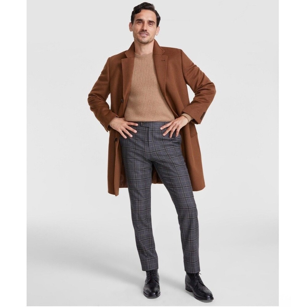 $495 NEW MICHAEL KORS Mens 40S Vicuna Brown Wool Cashmere 38" OverCoat Jacket